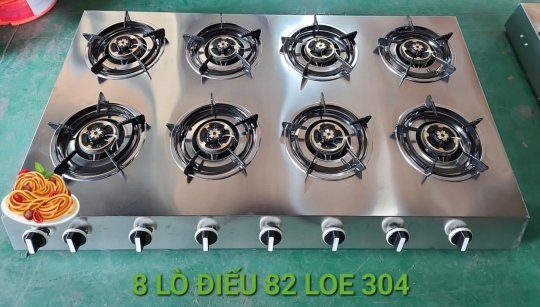 Bếp 8 lò Điếu INOX 304 phù hợp với quán ăn, nấu bánh xèo