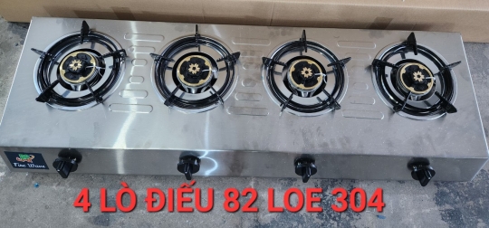Bếp 4 lò Điếu INOX 304 phù hợp với quán ăn, nấu bánh xèo