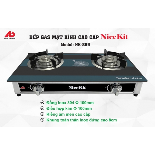 bếp gas đôi mặt kính cao cấp NICEKIT